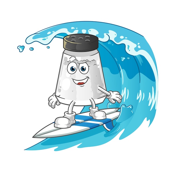 Salero surf personaje de dibujos animados mascota vector