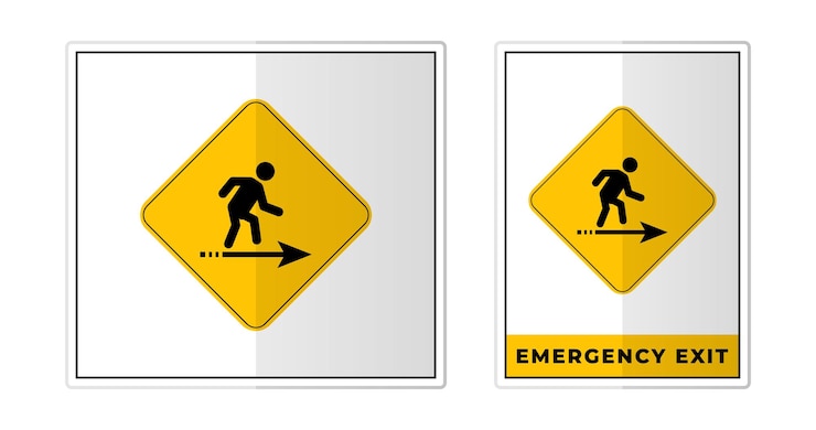 Vector salida de emergencia signo etiqueta símbolo icono vector ilustración