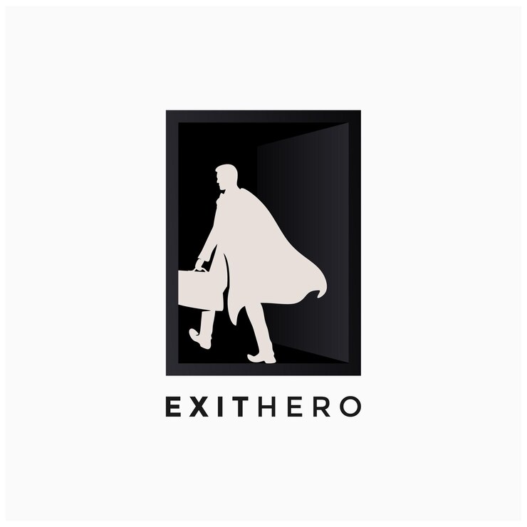 salida hombre diseño de logotipo vector salida héroe