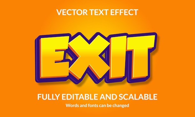 Vector salir del efecto de estilo de texto 3d editable