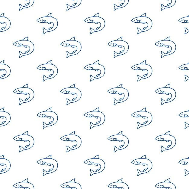 Salmón pescado azul vector concepto línea de patrones sin fisuras