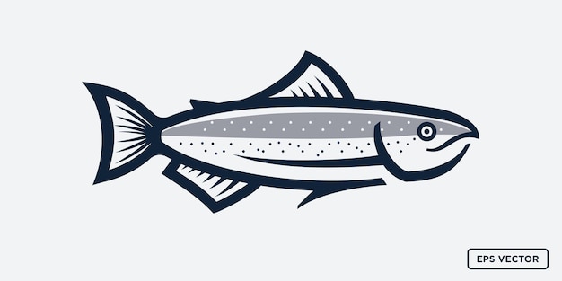 Salmón Pescado Vintage Vector Ilustración moderno retro simple estilo de dibujos animados trucha pescado logo vector