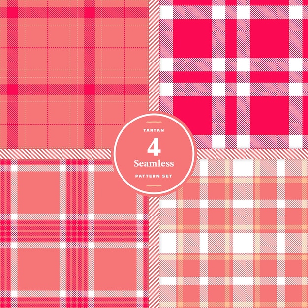 Salmon Pink Pale Rose and Red Pink seamless pattern set of 4