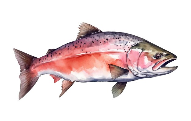 Vector salmón rosado dibujado a mano con acuarela vectorial
