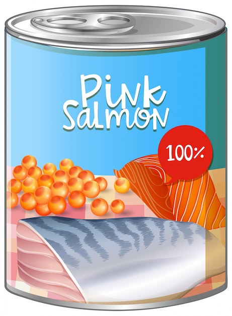 Vector salmón rosado en lata de aluminio