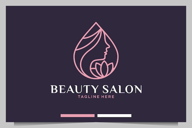 Salón de belleza con diseño de logo de mujeres y flores.