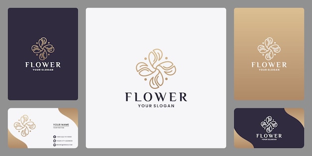 Salón de belleza femenino y spa diseño de logotipo monograma estilo de arte de línea