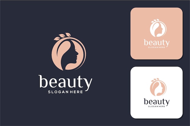 Salón de belleza natural y tratamiento de cabello logotipo de lujo en color dorado