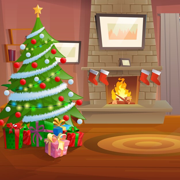 El salón está decorado navideño
