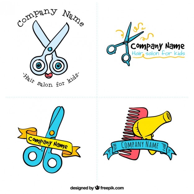 Vector salón de pelo de los niños logos