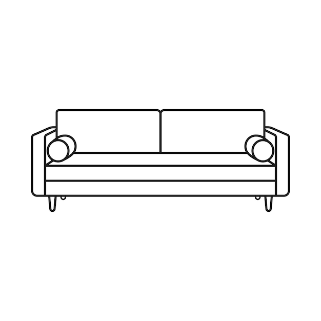 Salón de pines de lujo Sofá con cojín Ilustración de diseño vectorial