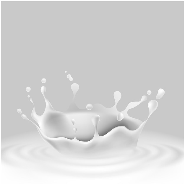 Salpicadura de leche de vaca, oveja, cabra, soja, arroz, avena, cáñamo o coco: fondo vectorial