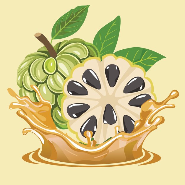 Una salpicadura refrescante de jugo de manzana con crema mientras las rebanadas flotan por el aire capturando las frutas cr