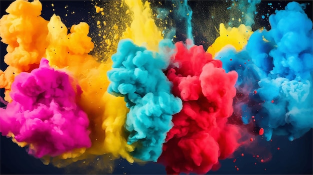 Vector salpicaduras de colores explotan estallido cósmico cosmos explosión spray corriente salpicaduras de viento colorante fantasía humo