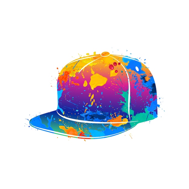 Salpicaduras de gorra de béisbol abstracta de acuarelas. ilustración de pinturas.