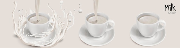 salpicaduras de leche cayendo en una taza