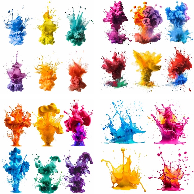 salpicaduras mancha mancha salpicadura explosión tinta spray arco iris humo vibrante creatividad acuarela pintura