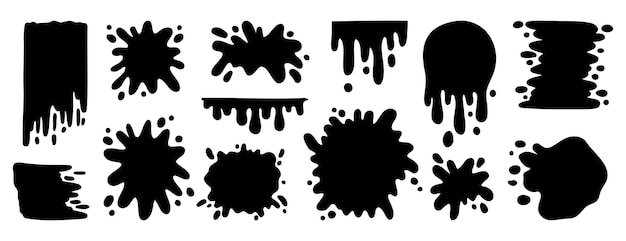 salpicaduras de pintura y diferentes formas de salpicadura de manchas dibujado a mano icono salpicadura de pintura y distintas formas de salpidación de manchas elemento
