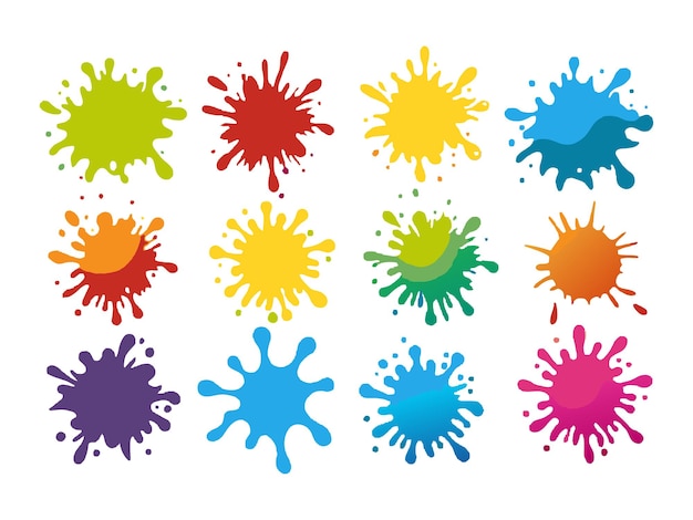 Las salpicaduras de pintura en multicolores