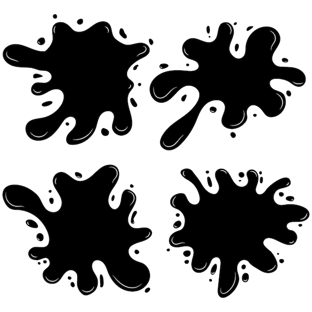 Salpicaduras de pintura negra Salpicaduras de pintura Trazos de pincel Vector