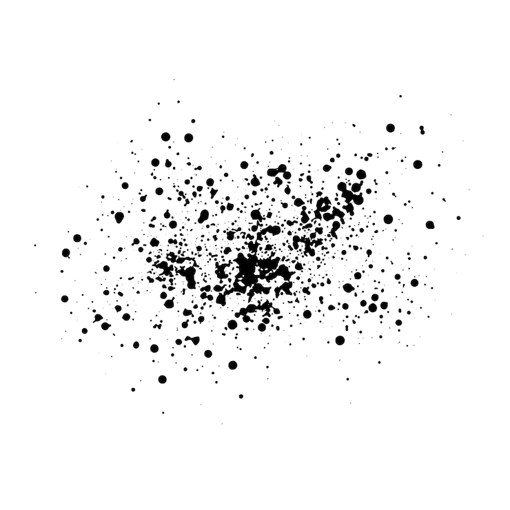 Vector salpicaduras de pintura negra vector cae abstracción sobre un elemento de vector de fondo transparente