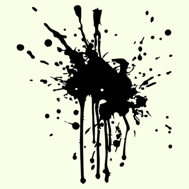 Salpicaduras de pintura silueta negra estilo de salpicadura de tinta y ilustración vectorial