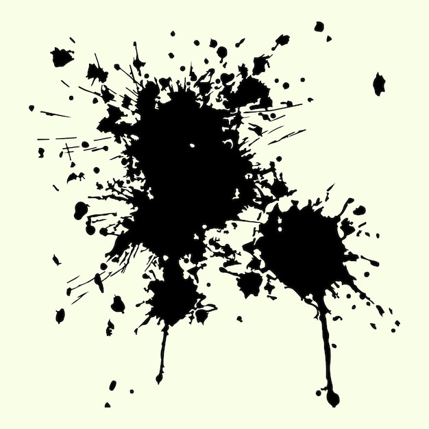 Salpicaduras de pintura silueta negra estilo de salpicadura de tinta y ilustración vectorial