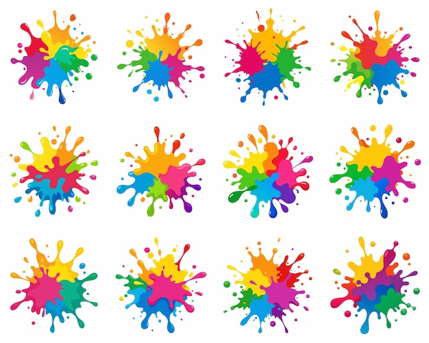 Salpicaduras de pinturas Blobs salpicadura de pintura conjunto colorido salpicaduras vectoriales de pinturas aisladas en blanco