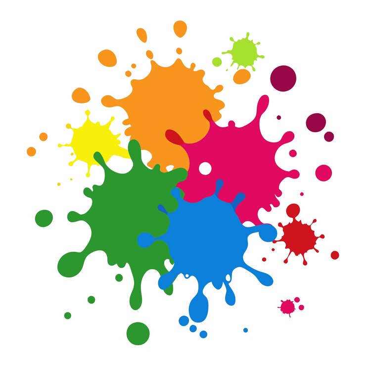Vector salpicaduras de pinturas blobs salpicadura de pintura conjunto colorido salpicaduras vectoriales de pinturas aisladas en blanco