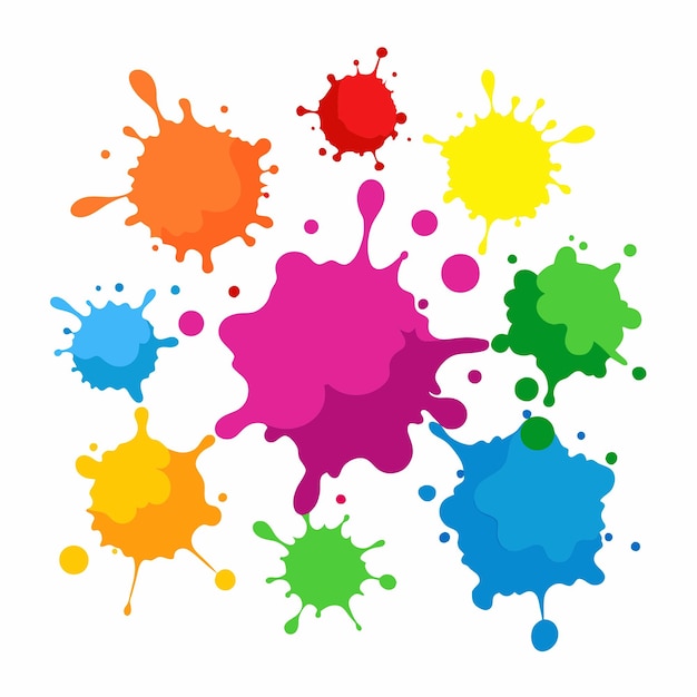 Salpicaduras de pinturas Blobs salpicadura de pintura conjunto colorido salpicaduras vectoriales de pinturas aisladas en blanco