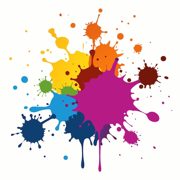Salpicaduras de pinturas Gotas salpicadura de pintura colorida salpicaduras vectoriales de pinturas aisladas en blanco