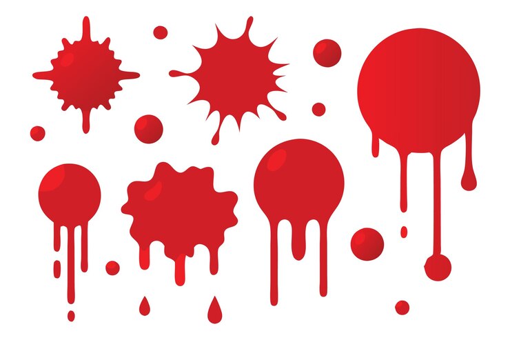 Salpicaduras de sangre roja Ilustración vectorial en fondo blanco