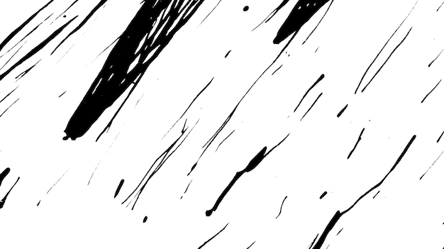 Las salpicaduras de tinta negra abstracta sobre un fondo blanco crean una textura dinámica y artística