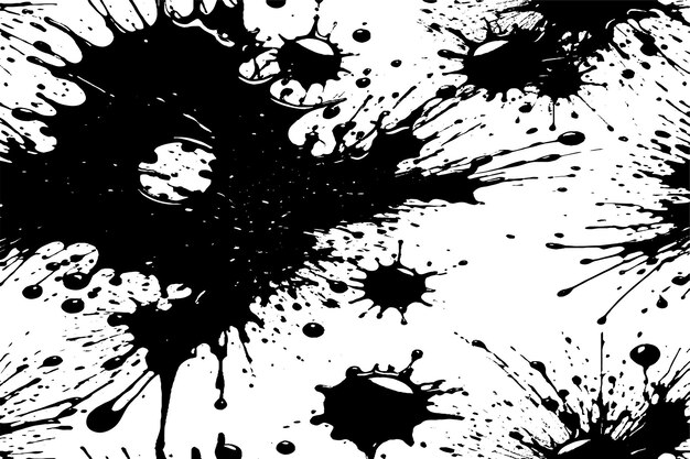 salpicaduras de tinta negra en lienzo blanco ilustración vectorial textura de fondo monocromática