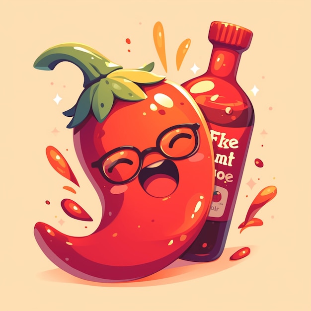 Vector salsa caliente habanero ardiente vibración de dibujos animados caliente