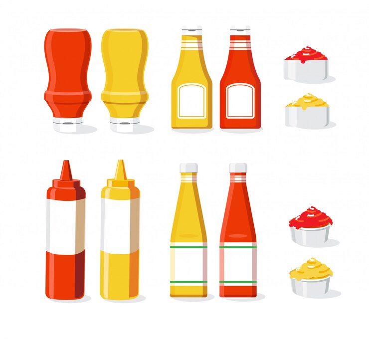 Vector salsa conjunto ilustración fondo blanco aislado