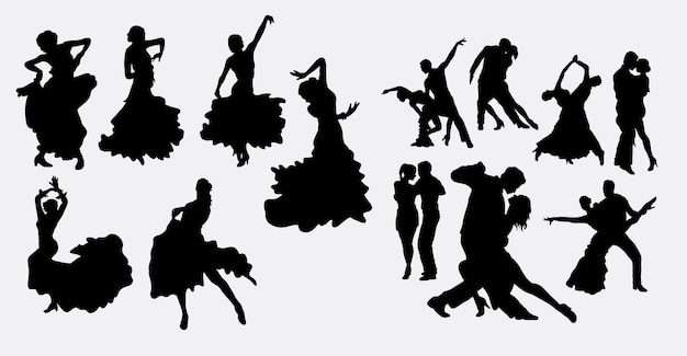 Salsa de flamenco y silueta de baile latino