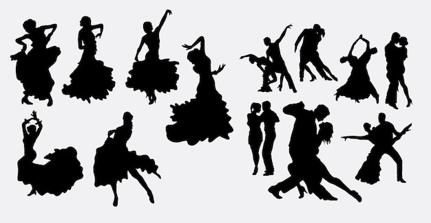 Vector salsa de flamenco y silueta de baile latino