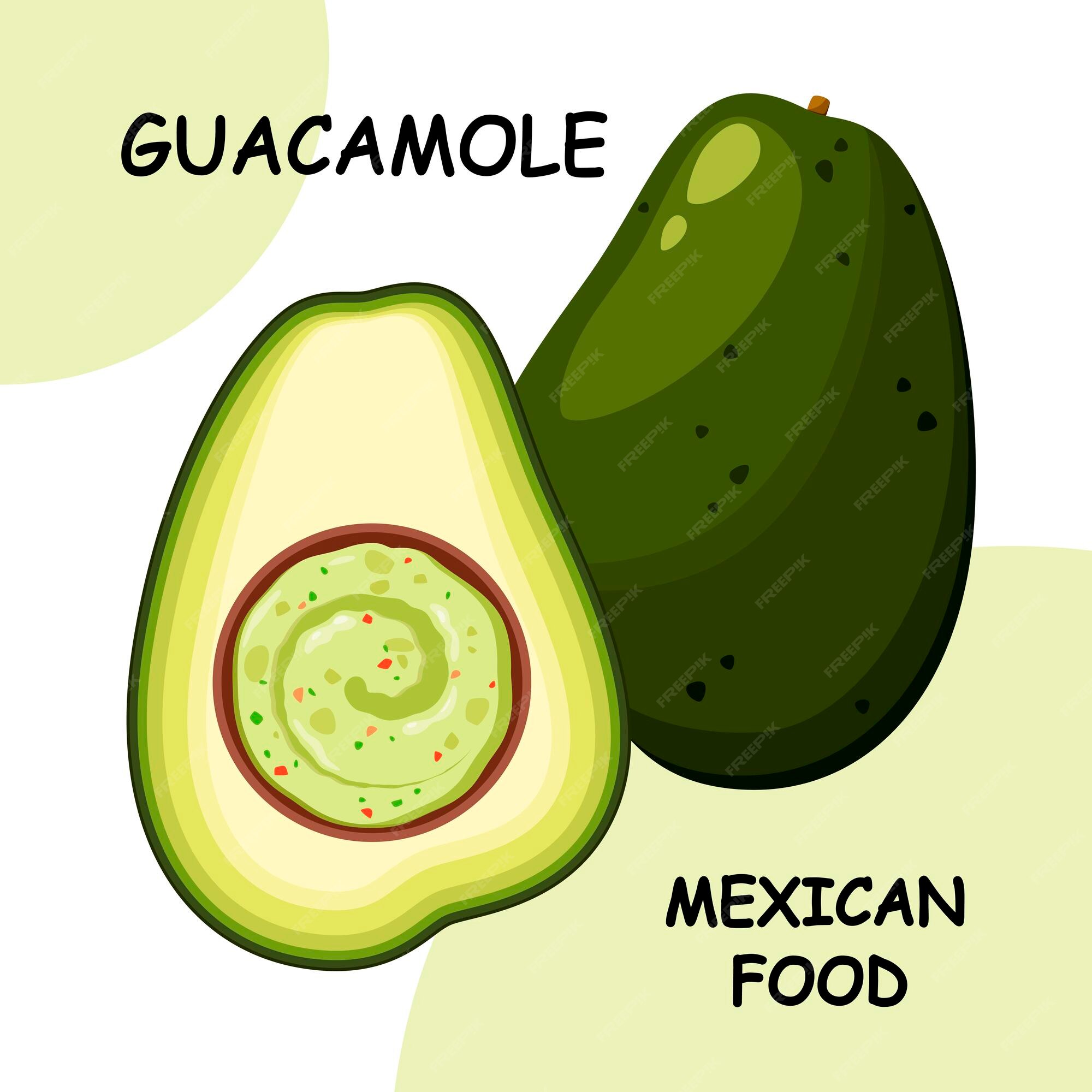 Salsa de guacamole en aguacate. comida mexicana. Vector Premium