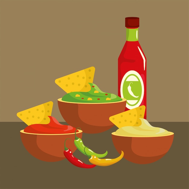 Vector salsa picante mexicana comida tradicional.