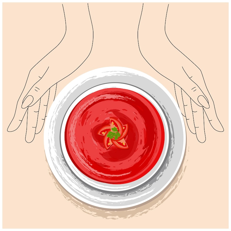 Vector salsa con salsa de tomate en un plato