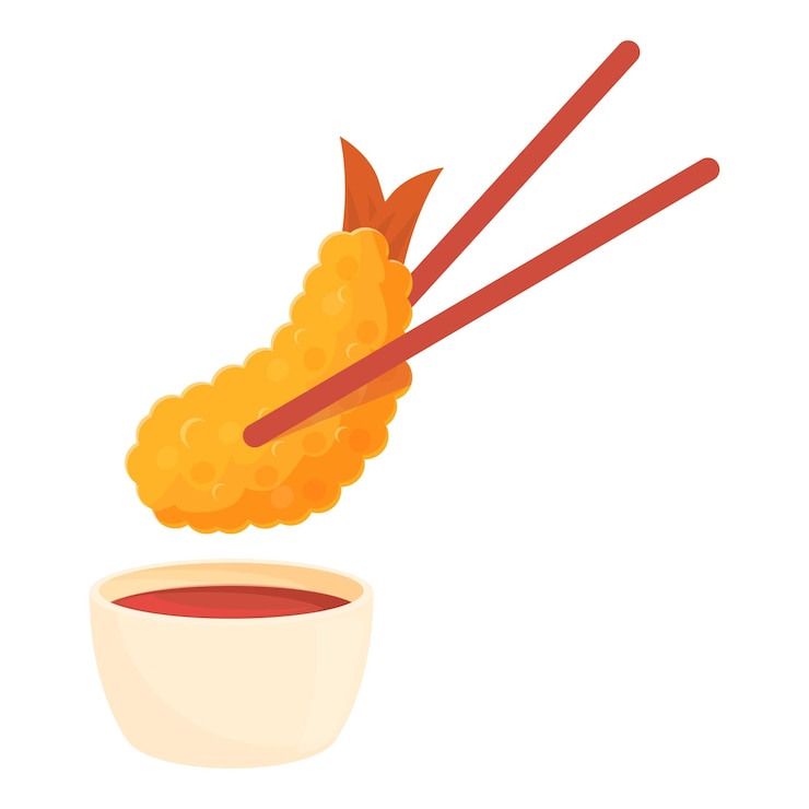 Vector salsa tempura icono dibujos animados vector cocina japonesa frita