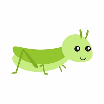 Saltamontes verde lindo en estilo de dibujos animados. insectos para un  libro infantil. un personaje para cartas con animales. | Vector Premium