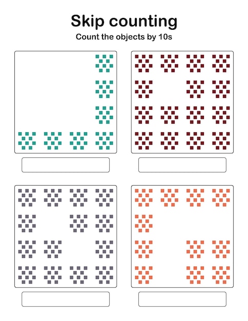 Saltar el conteo: cuente los objetos de 10 en 10.
