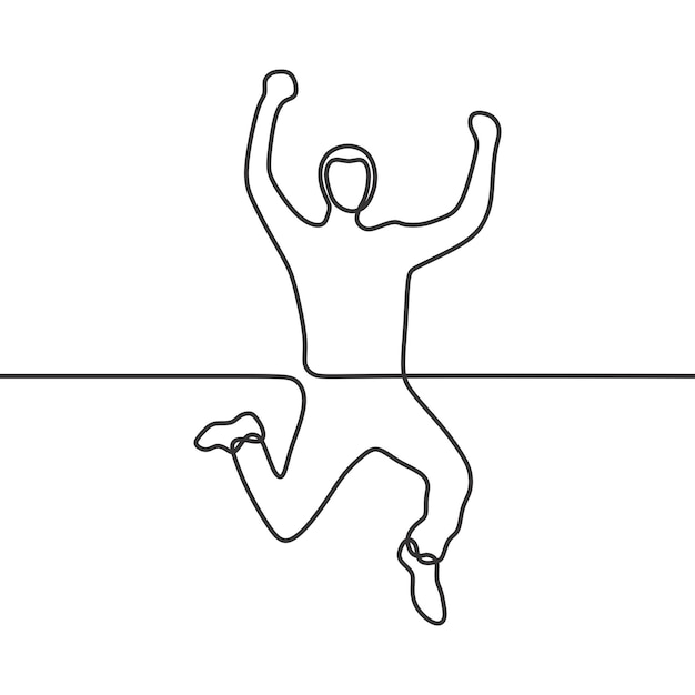 salto feliz en línea dibujo continuo arte de una sola línea