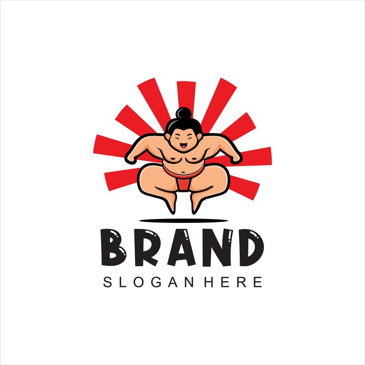 Vector salto de sumo signo de logotipo hombre gordo con sobrepeso