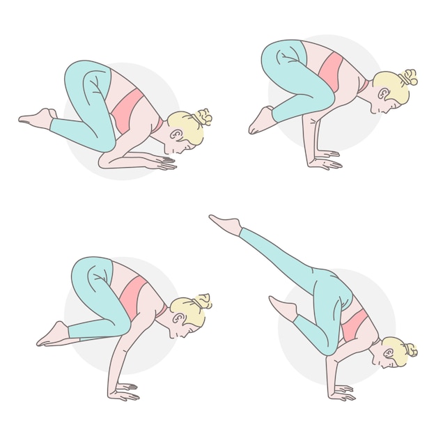 Salud, concepto de conjunto de ejercicios de yoga