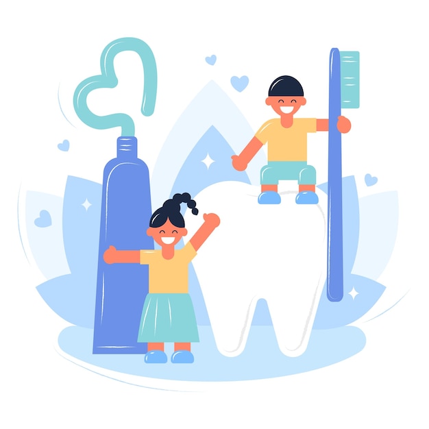 Salud Dental Infantil. ilustración vectorial