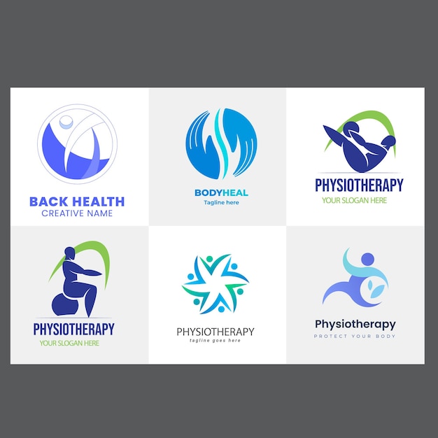 salud y fisioterapia logotipo conjunto de personas colección de iconos vectoriales