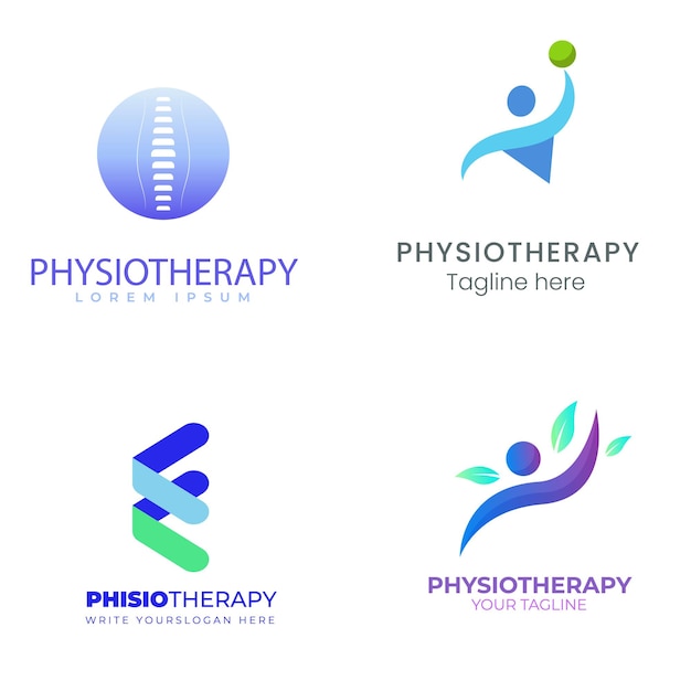 salud y fisioterapia logotipo conjunto de personas colección de iconos vectoriales